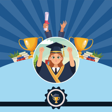 female graduate in diplomaのイラスト素材