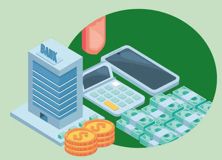 calculator and bank virtual bankingのイラスト素材
