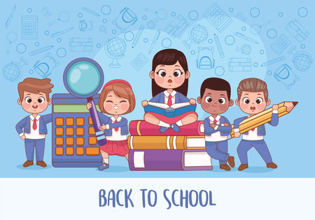 little students and suppliesのイラスト素材