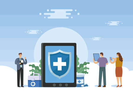 medical shield in tabletのイラスト素材