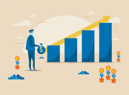 businessman and statistics barsのイラスト素材