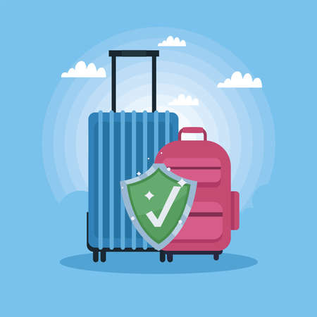 travel insurance with suitcasesのイラスト素材