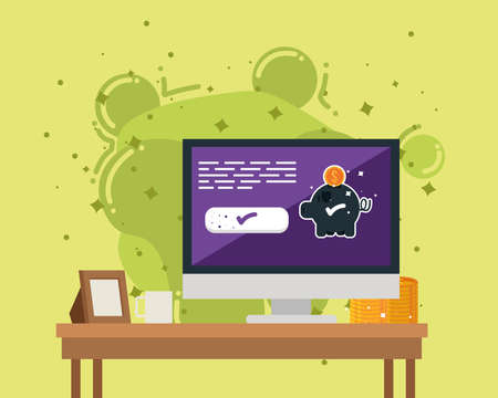 desktop and savingsのイラスト素材