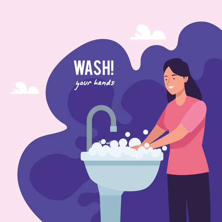 woman washing handsのイラスト素材