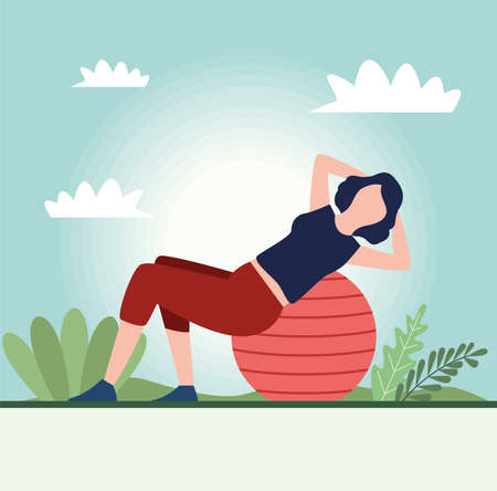 Woman with ballのイラスト素材