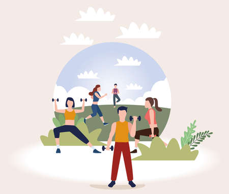 People doing exerciseのイラスト素材