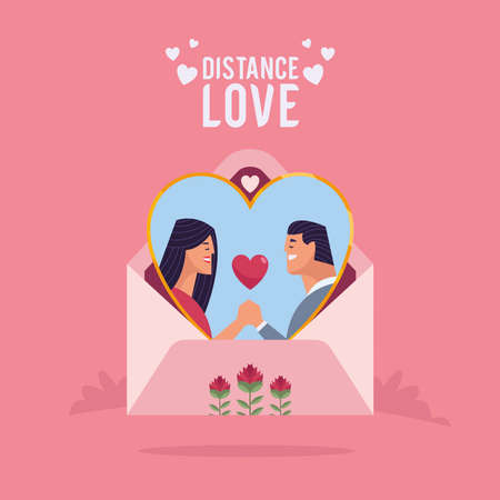 distance love lettering with envelopeのイラスト素材