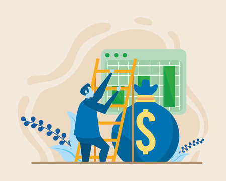 businessman climbing stairのイラスト素材