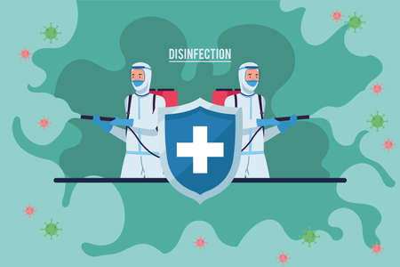 Disinfectant workers graphicのイラスト素材