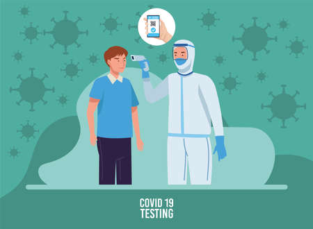 doctor checking themperatureのイラスト素材