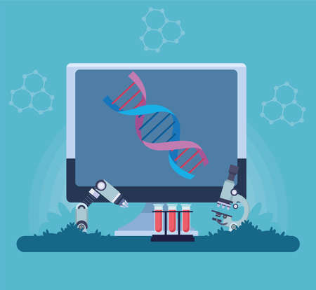 genetic laboratory with desktopのイラスト素材