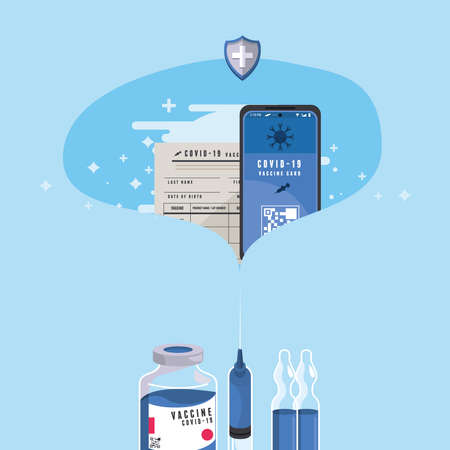 covid19 vaccination with smartphoneのイラスト素材