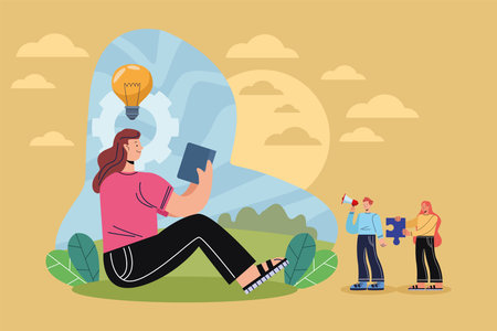 creative woman and personsのイラスト素材