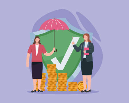 insurance shield with moneyのイラスト素材