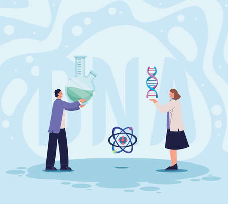 genetic laboratory scientists coupleのイラスト素材