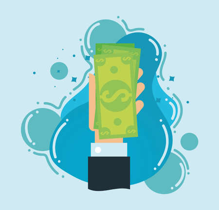 hand with bill dollarのイラスト素材