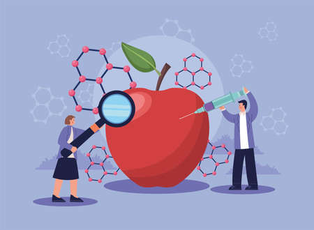 genetic laboratory couple scientists charactersのイラスト素材