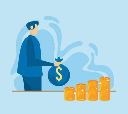 businessman with money bagのイラスト素材