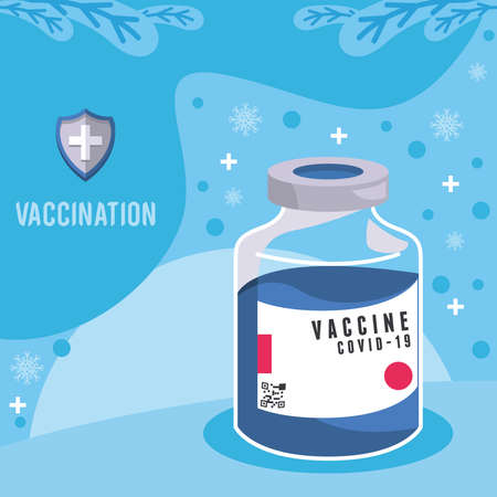 vaccination lettering with vialのイラスト素材