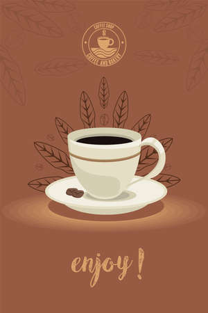 coffee shop seal with cupのイラスト素材