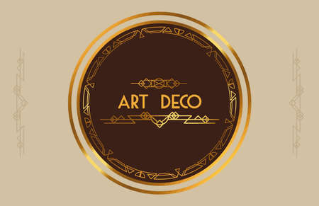 art deco lettering in circle postcardのイラスト素材