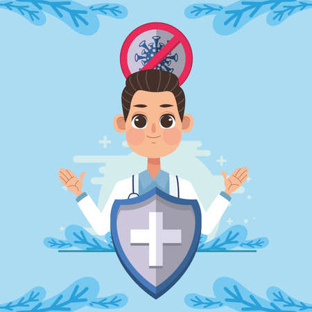 covid19 vaccination with professional doctorのイラスト素材