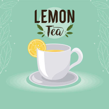 lemon tea lettering and cupのイラスト素材