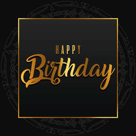 happy birthday golden letteringのイラスト素材