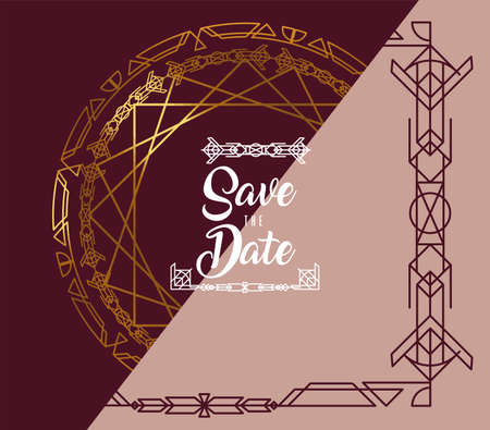 save the date lettering goldenのイラスト素材