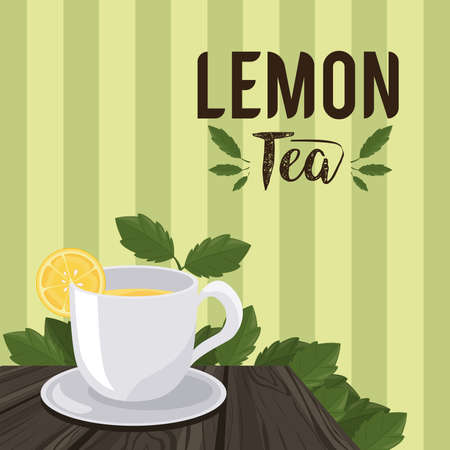 lemon tea lettering with cup posterのイラスト素材