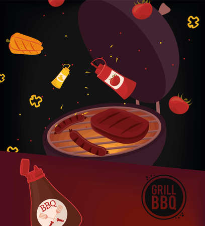 bbq poster with ovenのイラスト素材