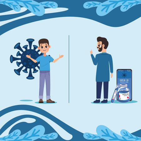 covid19 vaccination with patientsのイラスト素材