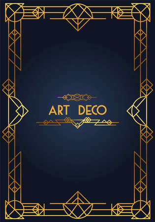 art deco lettering blue frameのイラスト素材