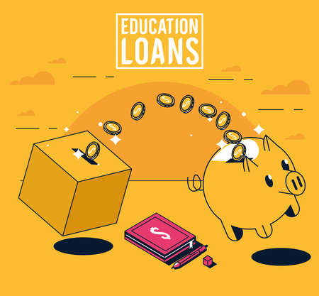 education loans lettering with savingsのイラスト素材