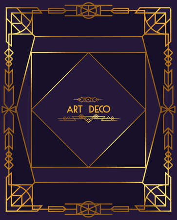 art deco lettering golden decorative posterのイラスト素材
