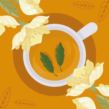 chamomile tea cup airviewのイラスト素材