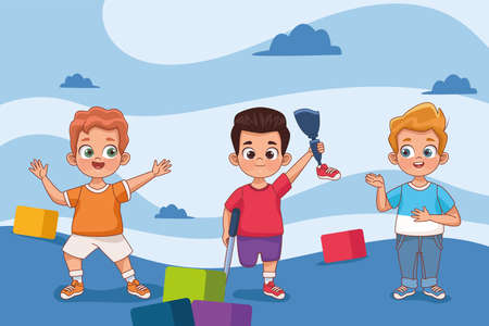 kids inclusion illustrationのイラスト素材