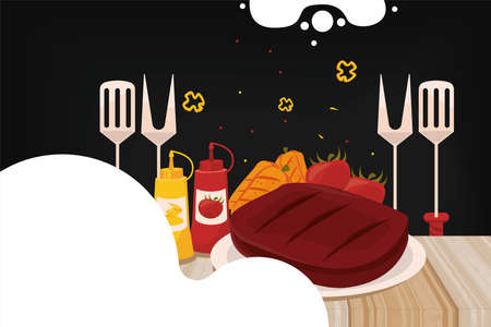 bbq poster with meatのイラスト素材