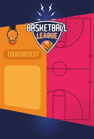 basketball league lettering with courtのイラスト素材