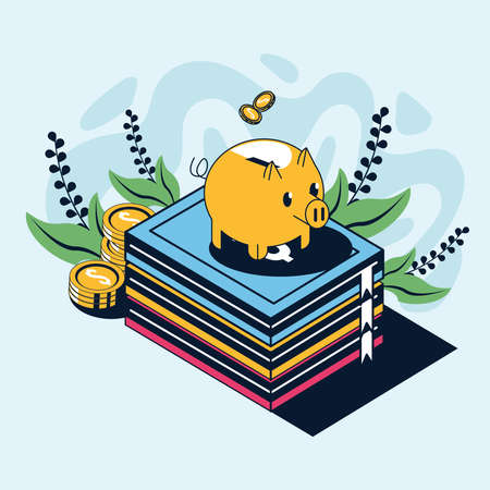 education loans piggy with coinsのイラスト素材