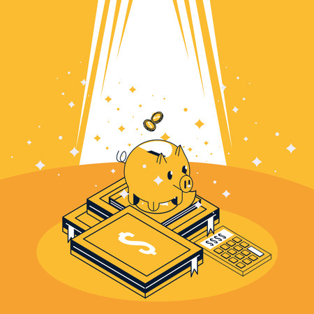 education loans piggy with books iconsのイラスト素材