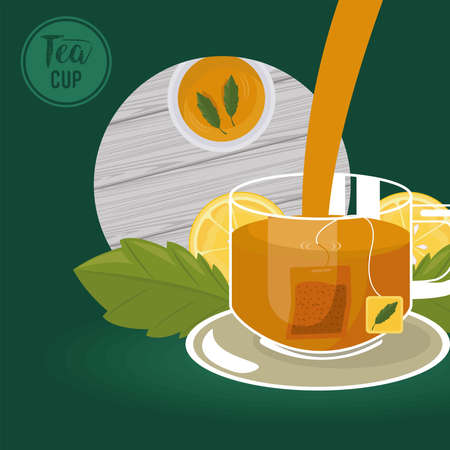 tea cup lettering and glassのイラスト素材