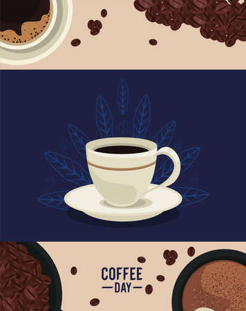 coffee day lettering with seedsのイラスト素材