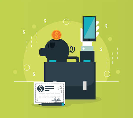 suitcase and banking iconsのイラスト素材