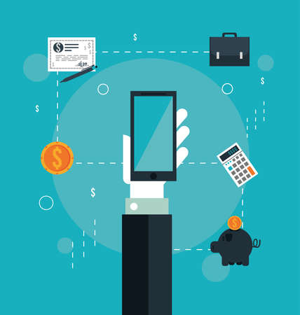 banking in smartphoneのイラスト素材