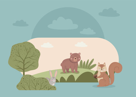 cute animals in the campのイラスト素材