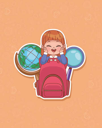 student girl with schoolbagのイラスト素材