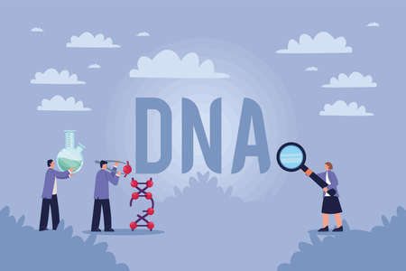 dna lettering with scientistsのイラスト素材