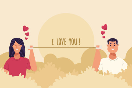 i love lettering with coupleのイラスト素材