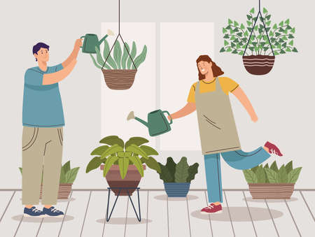 pair gardeners workers charactersのイラスト素材